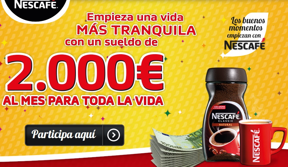 Sueldo Nescafé: 2.000€ al mes para toda la vida | Mis ofertas favoritas