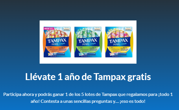 Sorteo de Próxima a Ti para ganar un lote de un año de Tampax