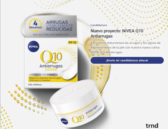 Se una de las 430 probadoras de la Gama NIVEA Q10 Antiarruga