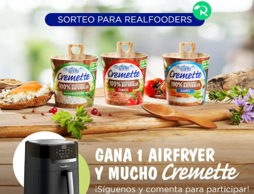 Participa en el sorteo de Cremette para ganar 1 Airfryer de Moulinex y 1 lote de queso