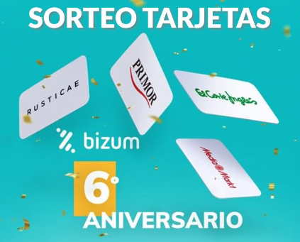 Participa en el sorteo de Bizum de 6 tarjetas de regalo