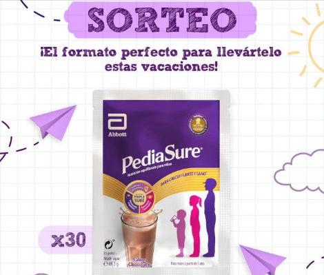sorteo de Pediasure de 60 packs de chocolate