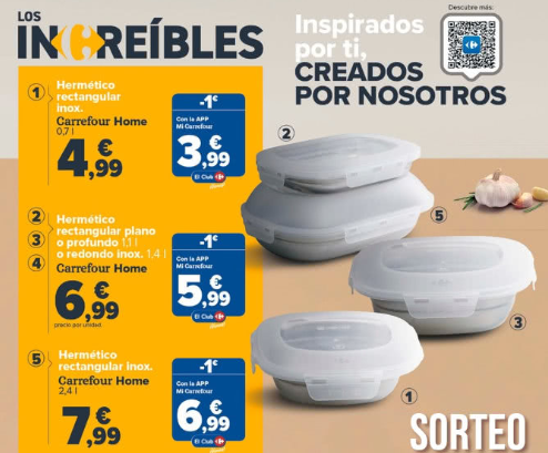 sorteo de Carrefour de 11 packs de envases Herméticos